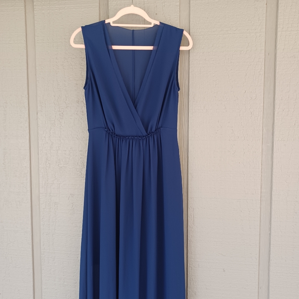 Reiss Tascha Maxi Dress Size 6 Women Wedding Guest V Neck Sleeveless In Navy - Picture 2 of 14